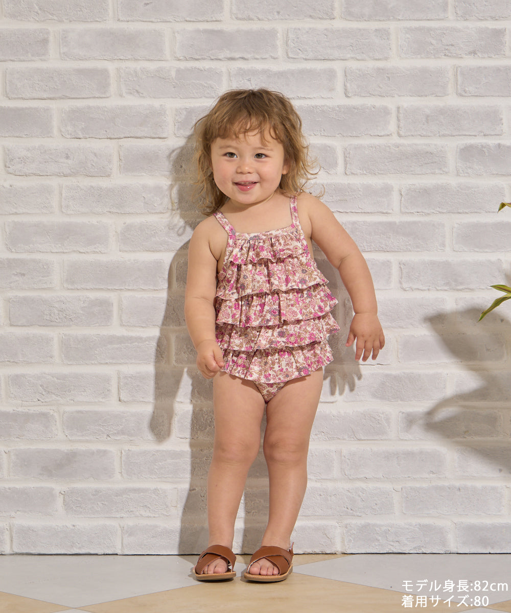 選べる2柄フラワー＆チェックティアードフリルスイムウェア