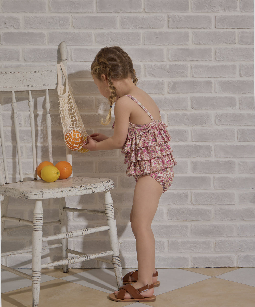 選べる2柄フラワー＆チェックティアードフリルスイムウェア