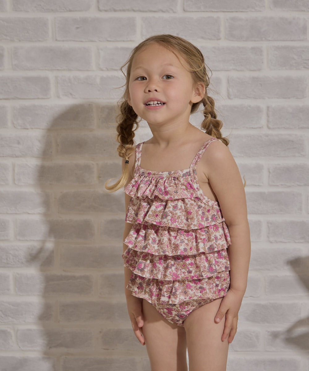 選べる2柄フラワー＆チェックティアードフリルスイムウェア