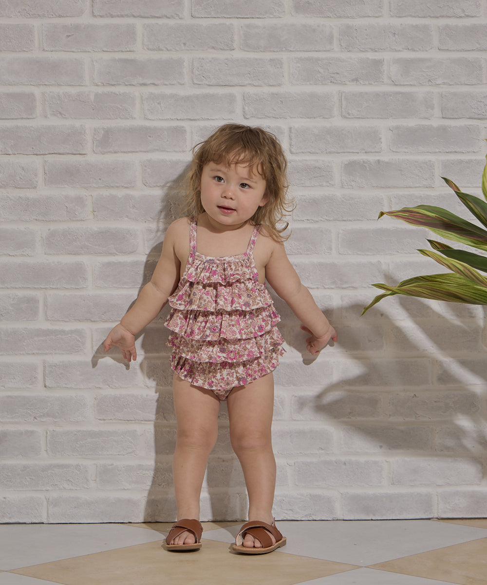 選べる2柄フラワー＆チェックティアードフリルスイムウェア