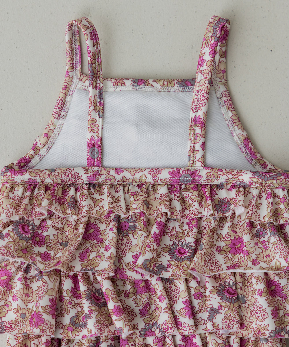 選べる2柄フラワー＆チェックティアードフリルスイムウェア