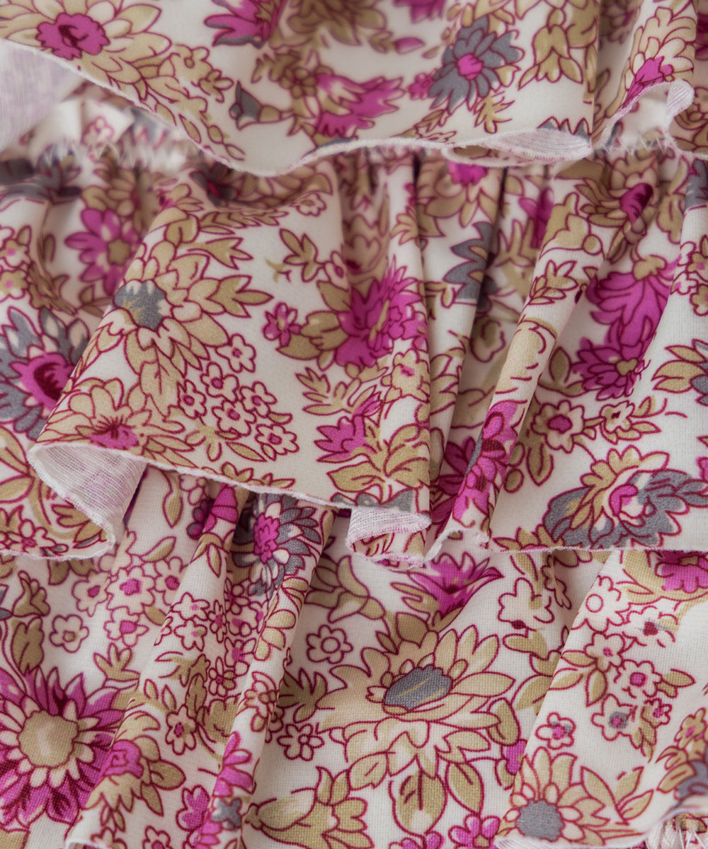 選べる2柄フラワー＆チェックティアードフリルスイムウェア