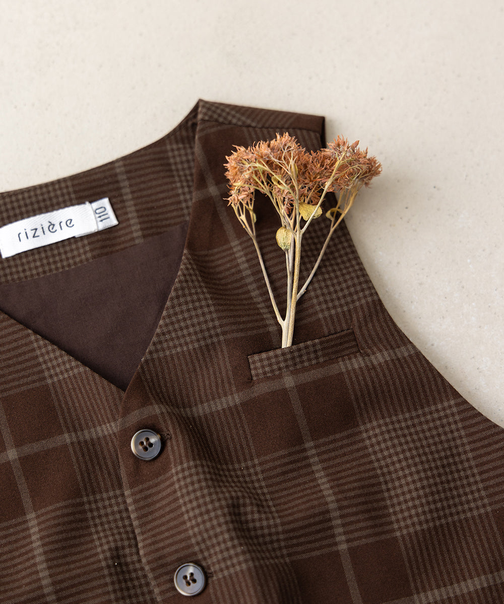 チェックフォーマルベスト