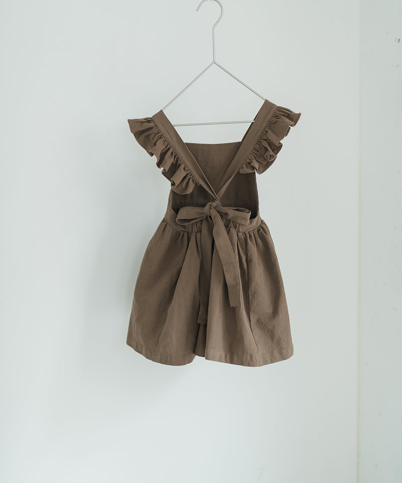 【再入荷】ピュアコットンショルダーフリルエプロンワンピース