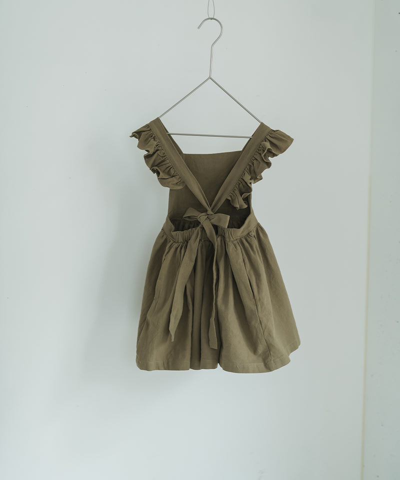 [New colors] Pure Cotton Shoulder Frill Apron Dress