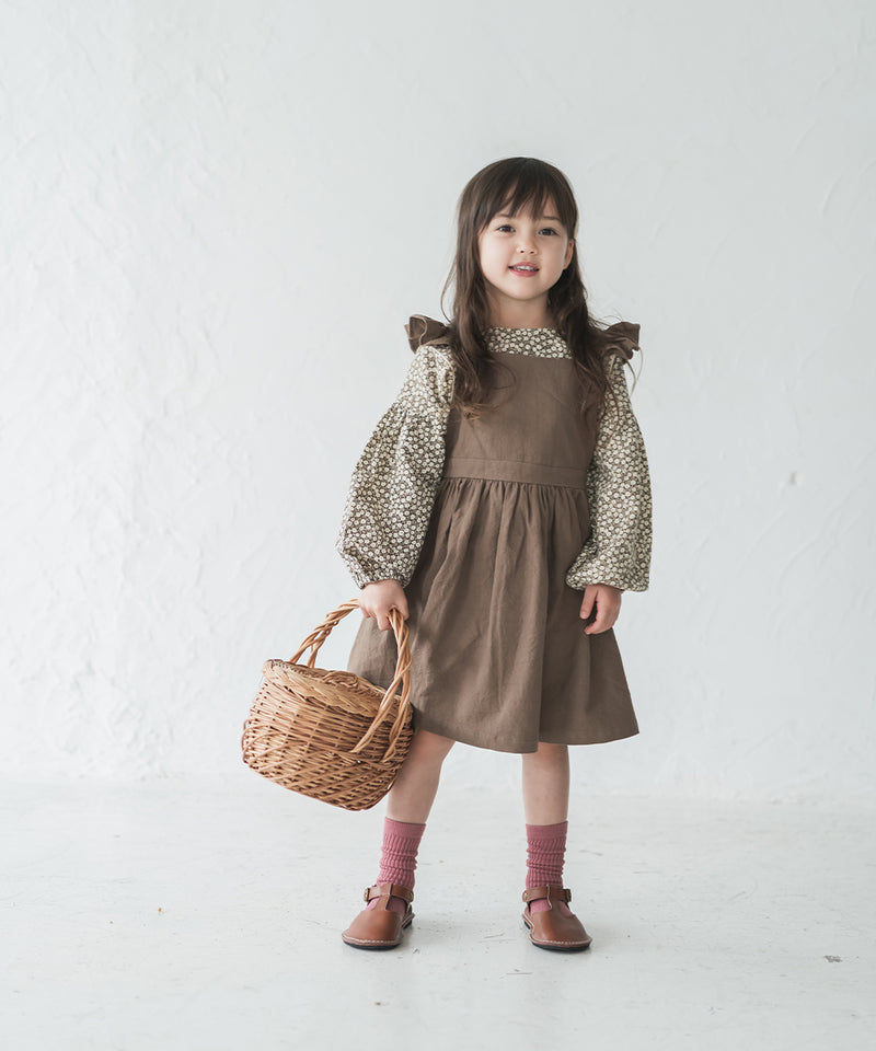 【再入荷】ピュアコットンショルダーフリルエプロンワンピース