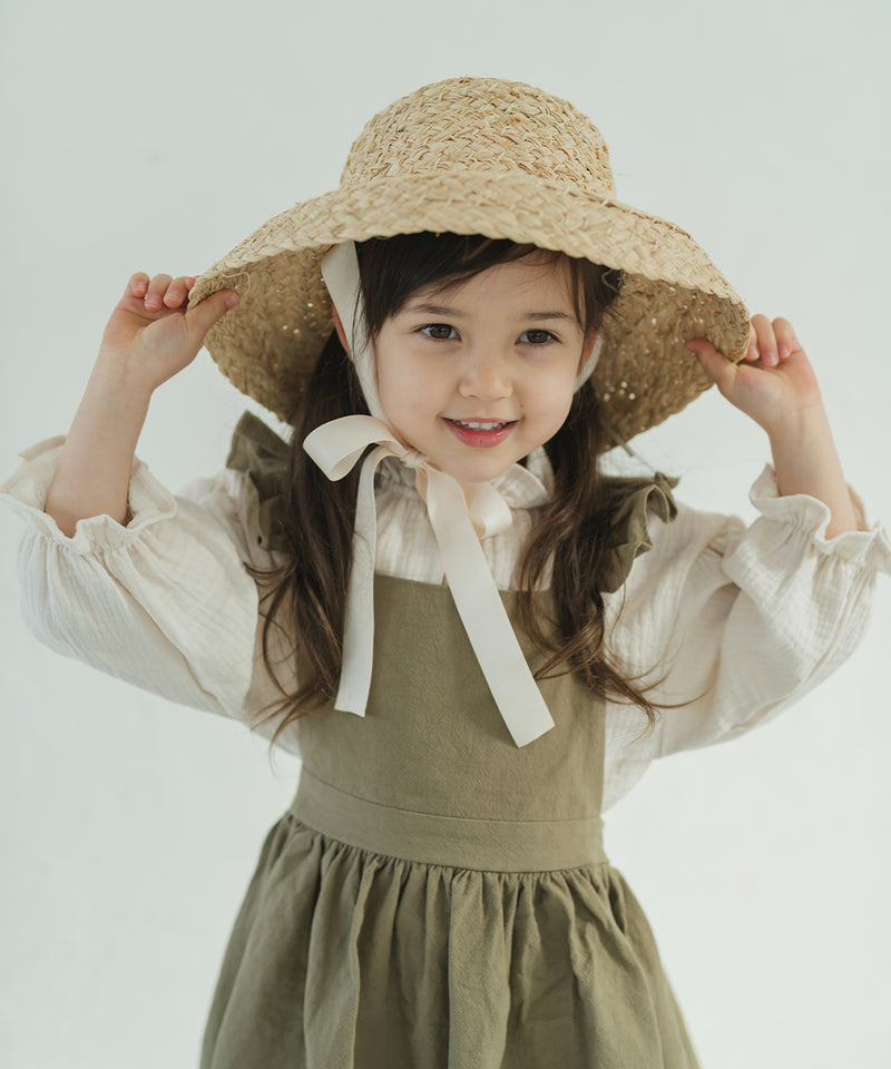 [New colors] Pure Cotton Shoulder Frill Apron Dress