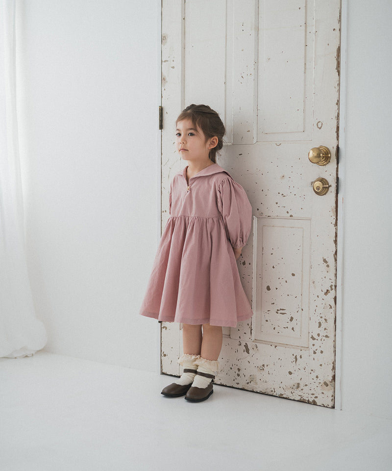 [New] Pure Cotton Sailor Collar Gathered Dress