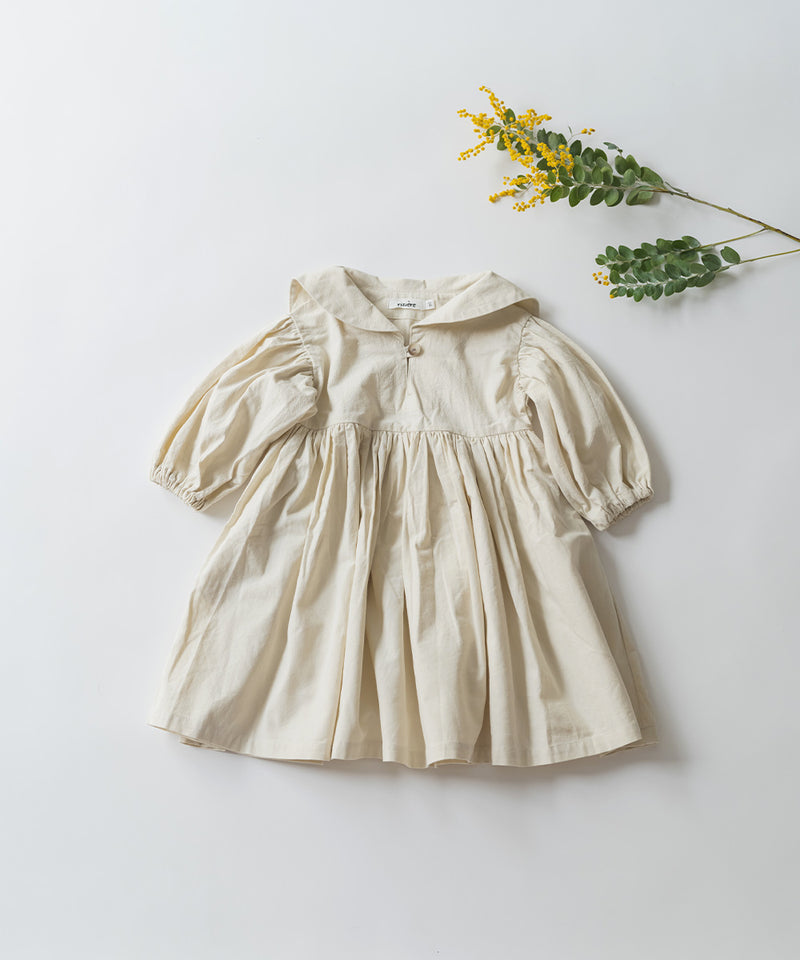 [New] Pure Cotton Sailor Collar Gathered Dress