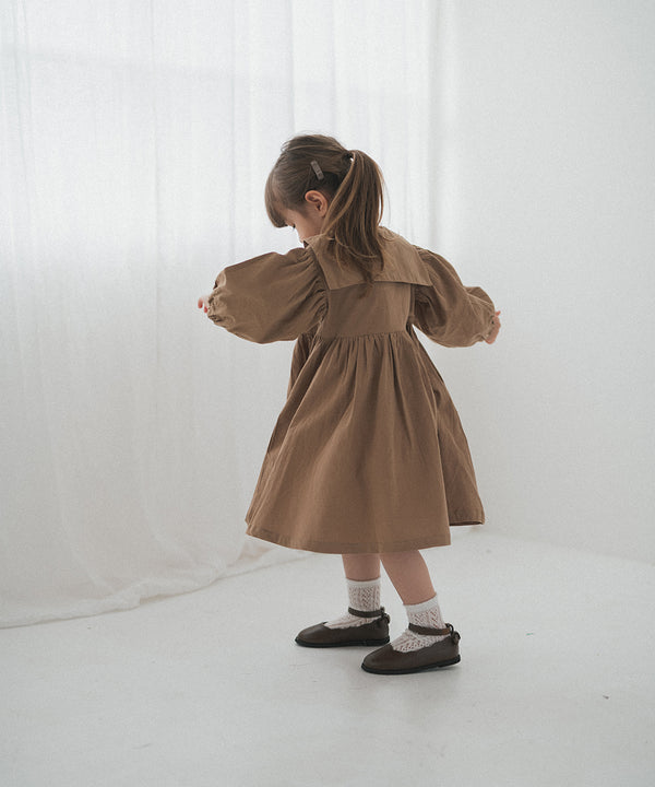 [New] Pure Cotton Sailor Collar Gathered Dress