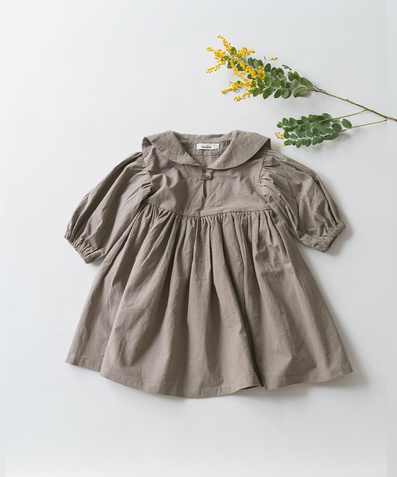 [New] Pure Cotton Sailor Collar Gathered Dress