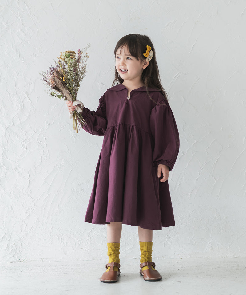 [New] Pure Cotton Sailor Collar Gathered Dress
