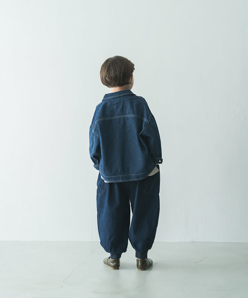 裾リブサルエルデニムパンツ